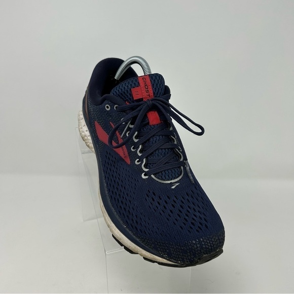 Brooks Ghost 11 Navy Blue with Pink Stripe Lace Up Active Running Shoe Size 10 - Picture 2 of 11